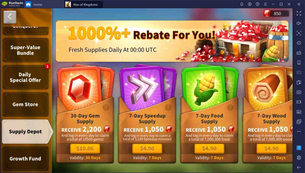 پرداخت درون برنامه‌ای بازی Rise of Kingdoms